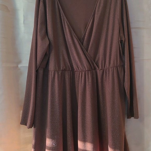 IN'VOLAND Plus Size Women Dress V Neck Ruched Fall Long Sleeve Short Mini - Picture 6 of 8